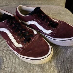 Vans Maroon and White Sneakers